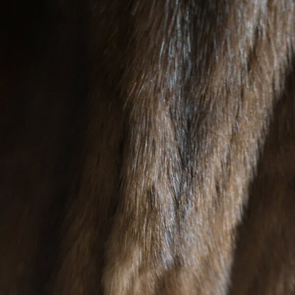 Womens Georgeou Westchester Dark Brown Mink Round Collar Vintage Long Coat M - Picture 5 of 16